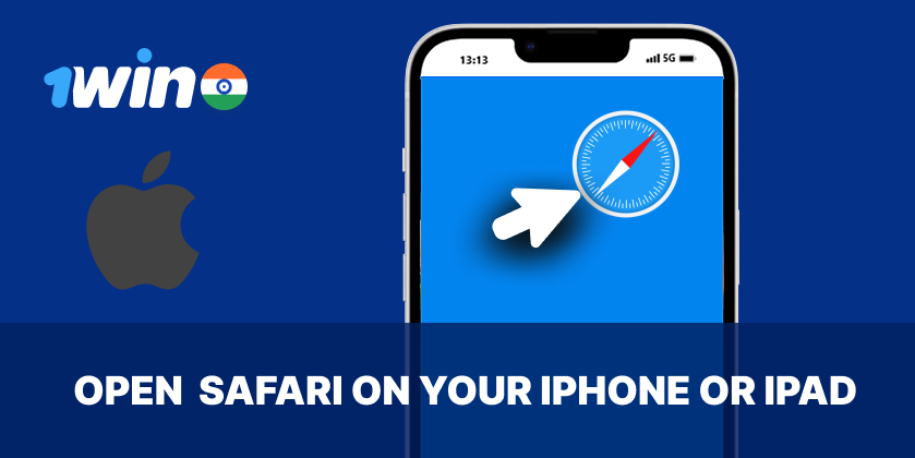 Begin downloading 1win by launching Safari on your Apple device
